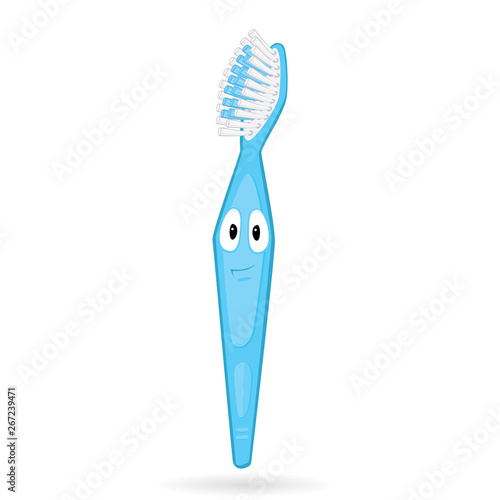 Toothbrush cartoon character isolated on white background. Vector illustration of dental concept