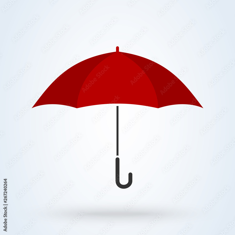 Red umbrella flat style. illustration icon isolated on white background.