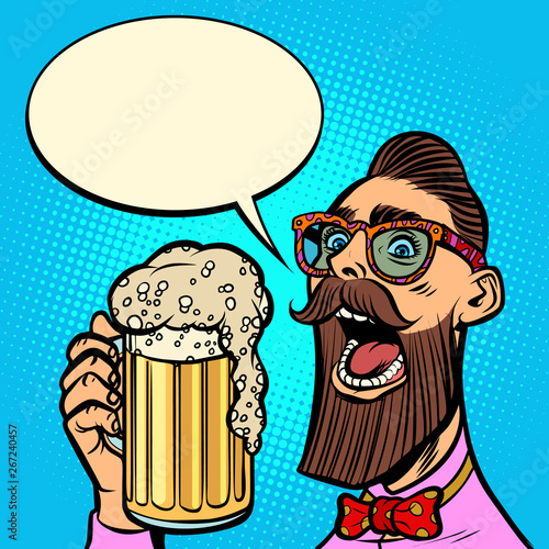 hipster drinking a mug of beer