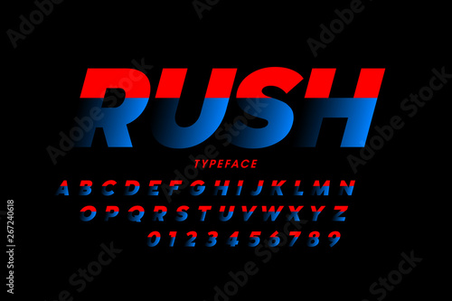 Speed style font, alphabet and numbers