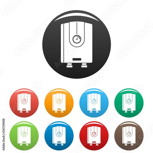 Water boiler icons set 9 color vector isolated on white for any design