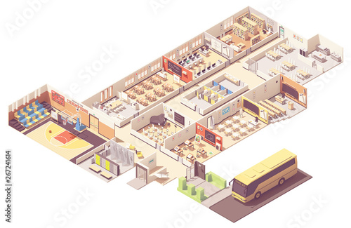 Obraz na płótnie Vector isometric school building cross-section w salonie