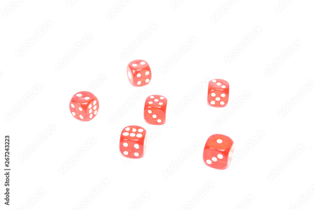 Many Red Dice isolated on white background Many Red Dice isolated on white background