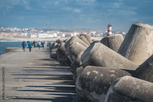Concrete pier in the city of Peniche Portugal