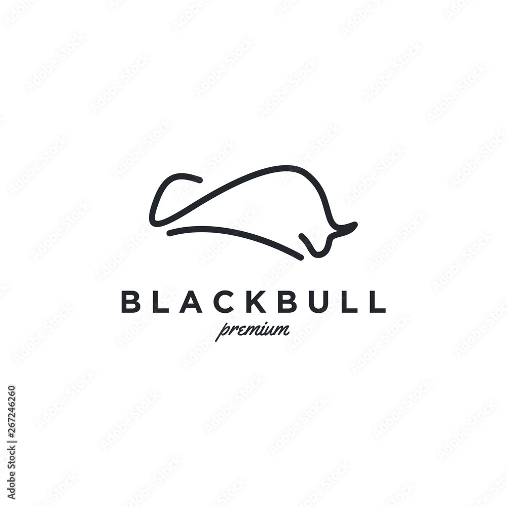 bull line art outline monoline linear logo vector icon bull line art outline monoline linear logo vector icon