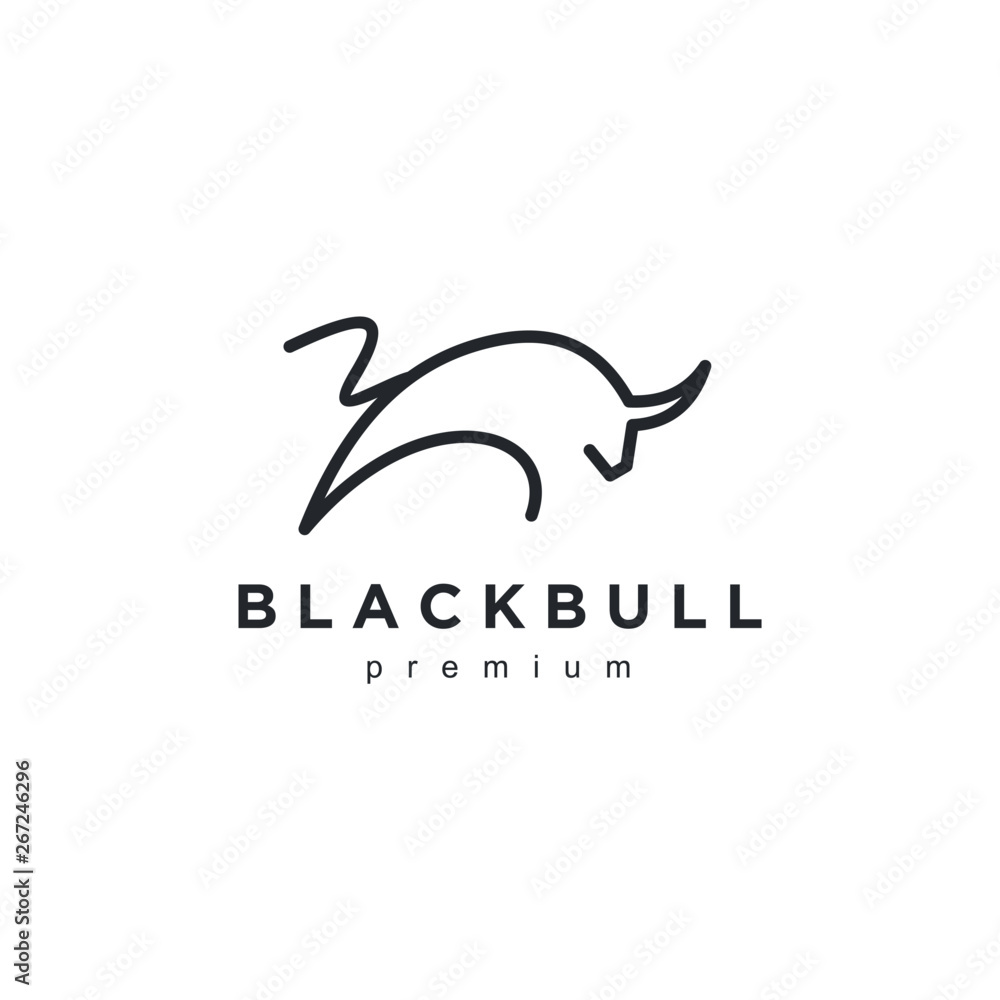 Fototapeta premium bull line art outline monoline linear logo vector icon