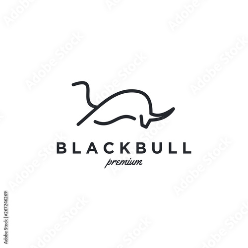 bull line art outline monoline linear logo vector icon