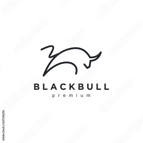 bull line art outline monoline linear logo vector icon