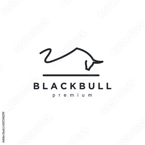 bull line art outline monoline linear logo vector icon