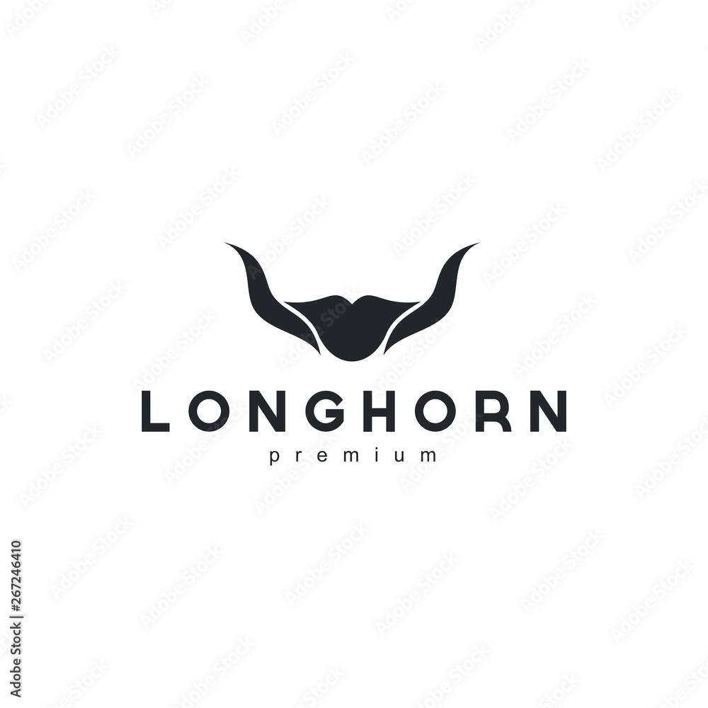 Fototapeta premium Long Horn Bull Head logo design inspiration