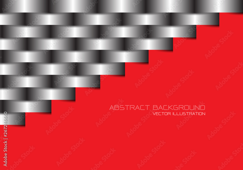 Abstract grey metal line woven on red blank space design modern futuristic background vector illustration.