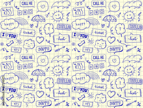 Seamless pattern with speech bubbles and comic style elements  love theme