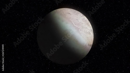 Loopable: Hi-res 3D image of Triton, moon of Neptune, gently rotates against stars in space. Elements of this clip furnished by NASA.