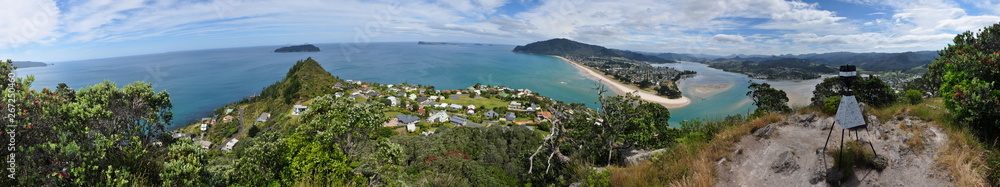 panorama of Tairua in New Zealand from high view point