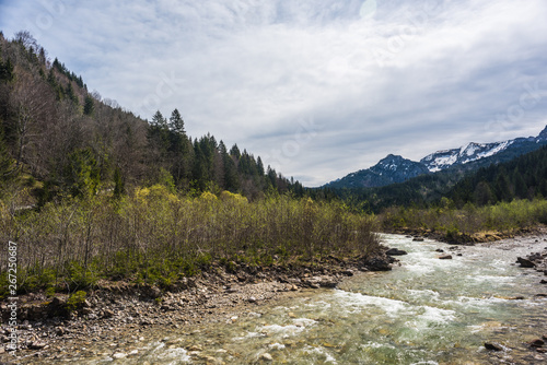 The mountain river Halblech in Bavaria.