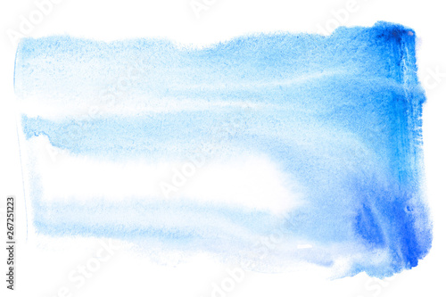 watercolor rectangle stain blue on white background isolated