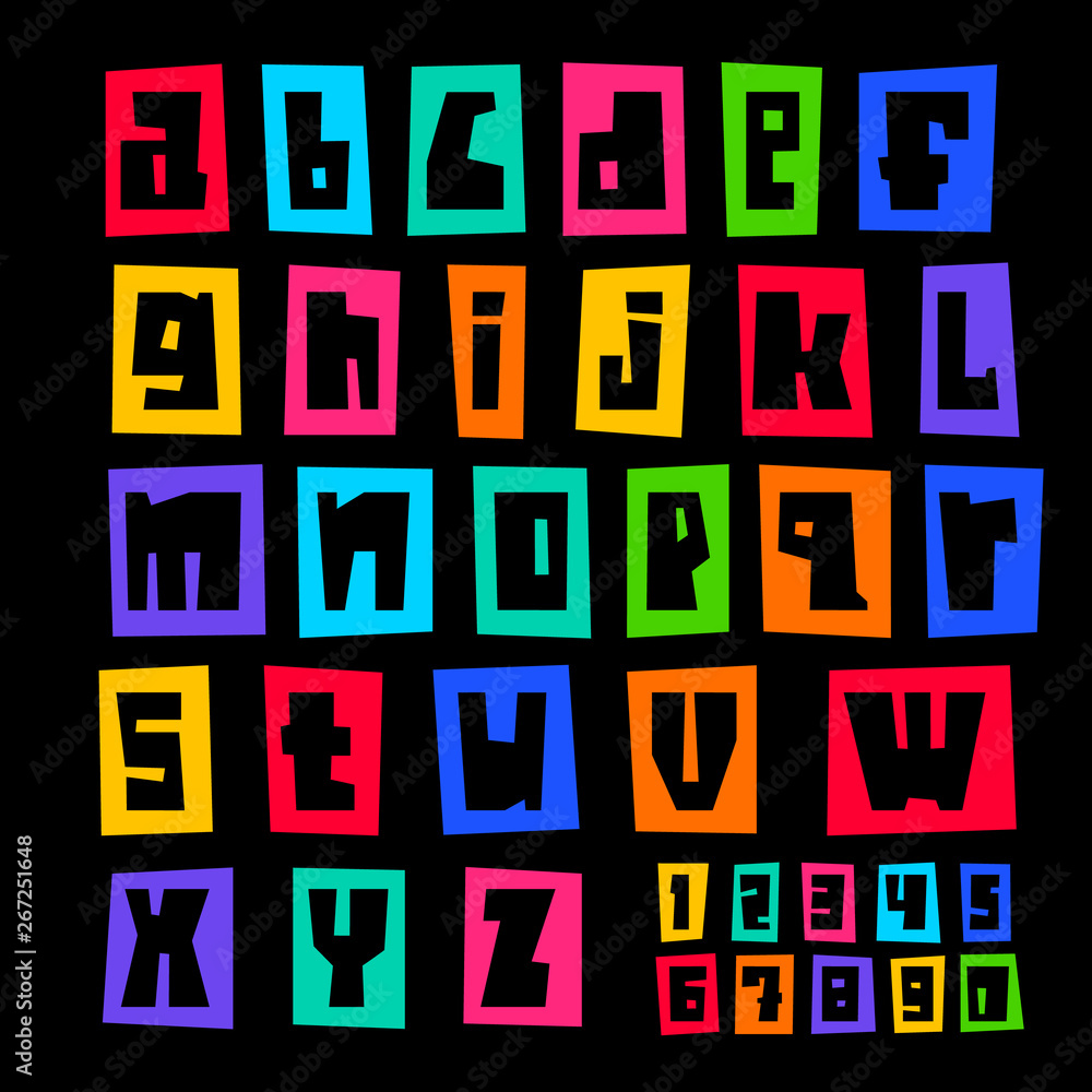 Font cut on a colored paper sheets Font cut on a colored paper sheets