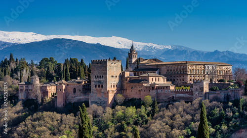 View of Alhambra Palace in Granada, Spain in Europe