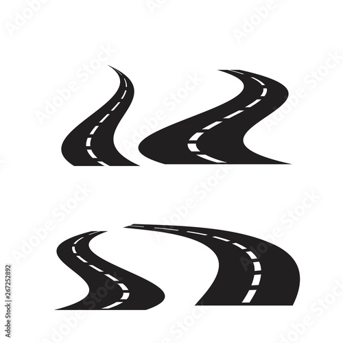 Road icons set, isolated on white background,