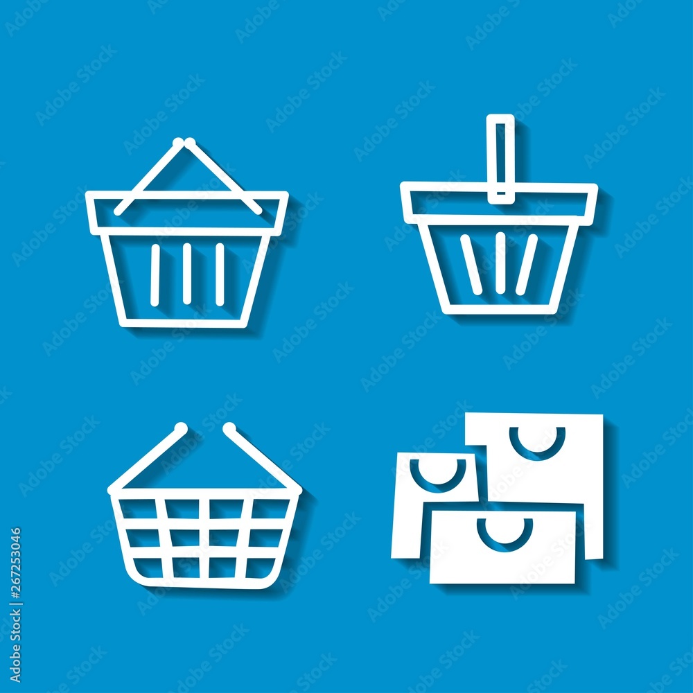 Set of shopping icons on blue background Set of shopping icons on blue background