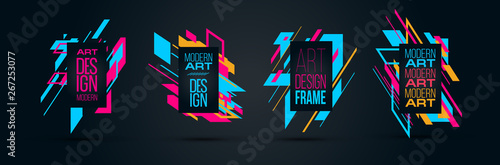 Vector frame Art graphics for hipsters . dynamic frame stylish geometric black