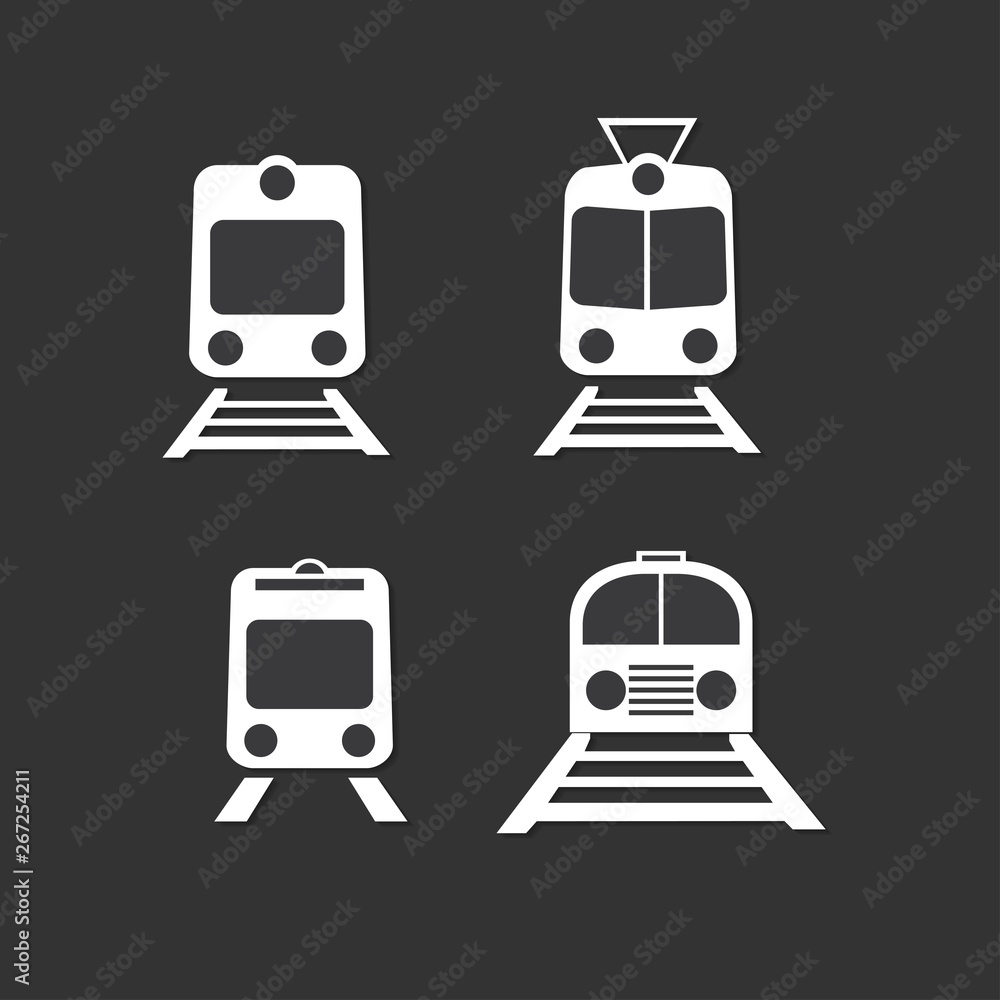 Set of trains isolated vector icons Set of trains isolated vector icons
