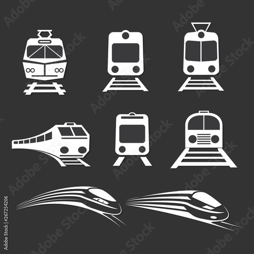 Set of trains isolated vector icons