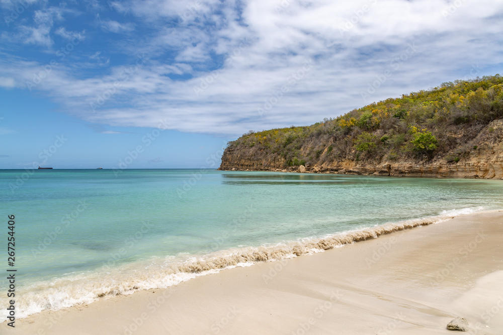 A sandy beach on the Caribbean island of Antigua