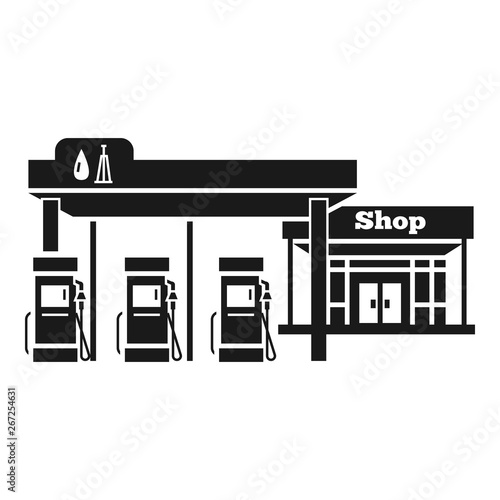 Petrol station with shop icon. Simple illustration of petrol station with shop vector icon for web design isolated on white background