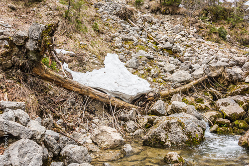 Snow and scree in the mountains