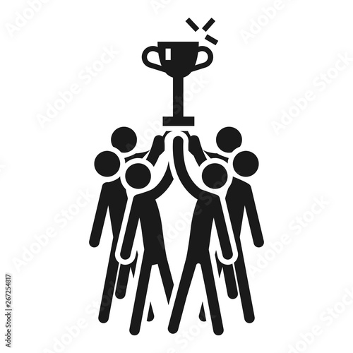 People cooperation win the cup icon. Simple illustration of people cooperation win the cup vector icon for web design isolated on white background