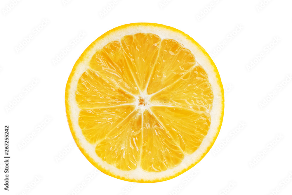 Closeup lemon slice isolated on a white background. Clipping path. Closeup lemon slice isolated on a white background. Clipping path.