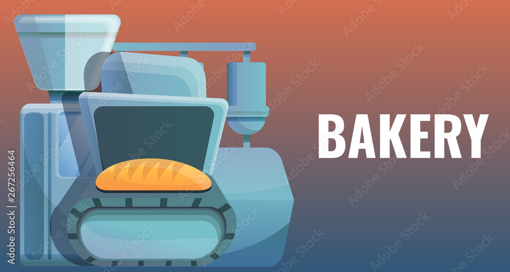 Fototapeta premium Bakery concept banner. Cartoon illustration of bakery vector concept banner for web design