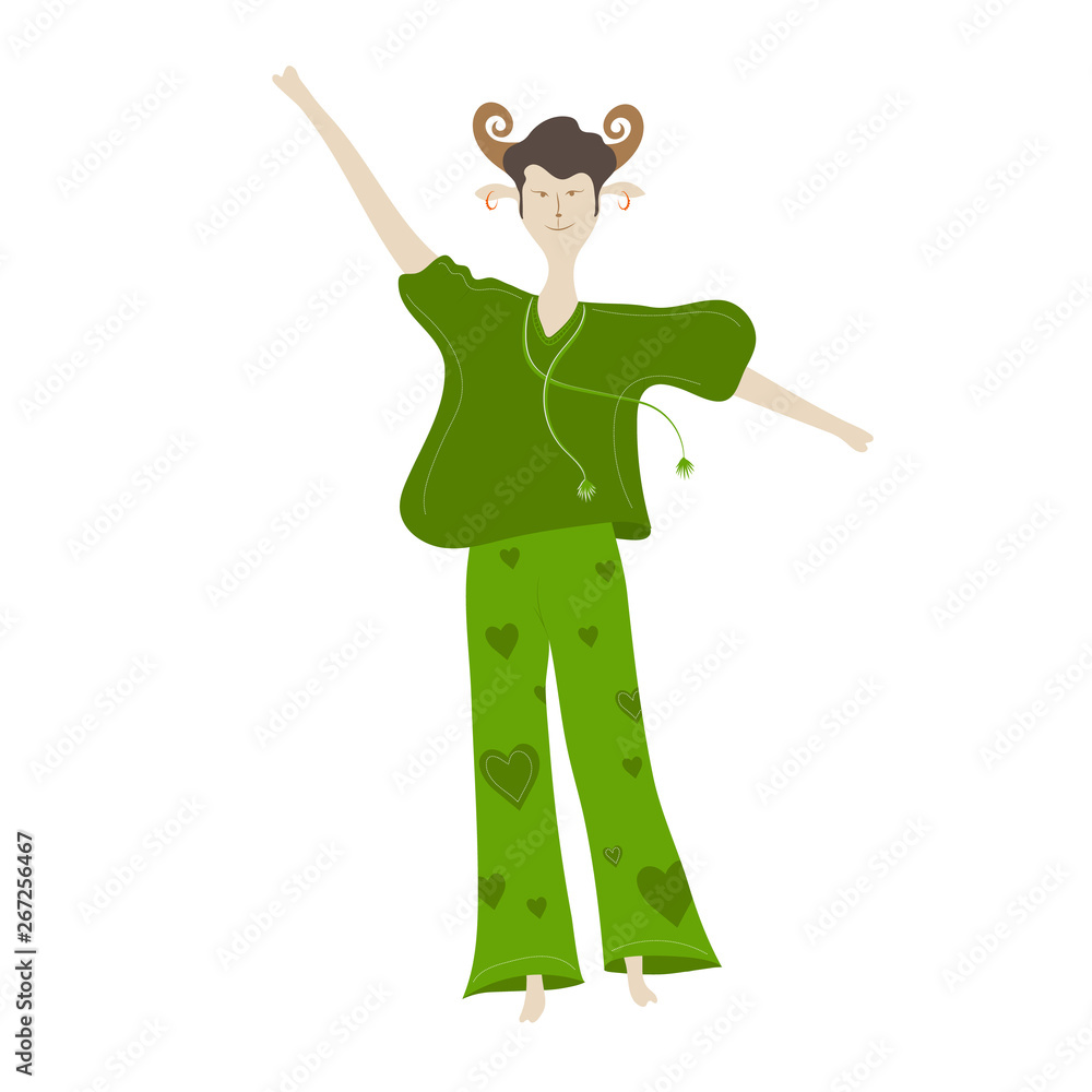 Sheep cute cartoon character in hippie costume. Vector Illustration. Sheep cute cartoon character in hippie costume. Vector Illustration.