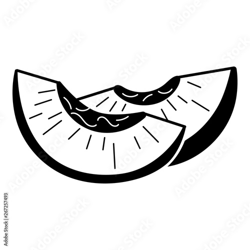 Peach slice icon. Simple illustration of peach slice vector icon for web design isolated on white background