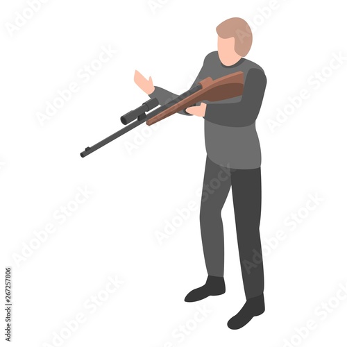 Sniper rifle hunter icon. Isometric of sniper rifle hunter vector icon for web design isolated on white background