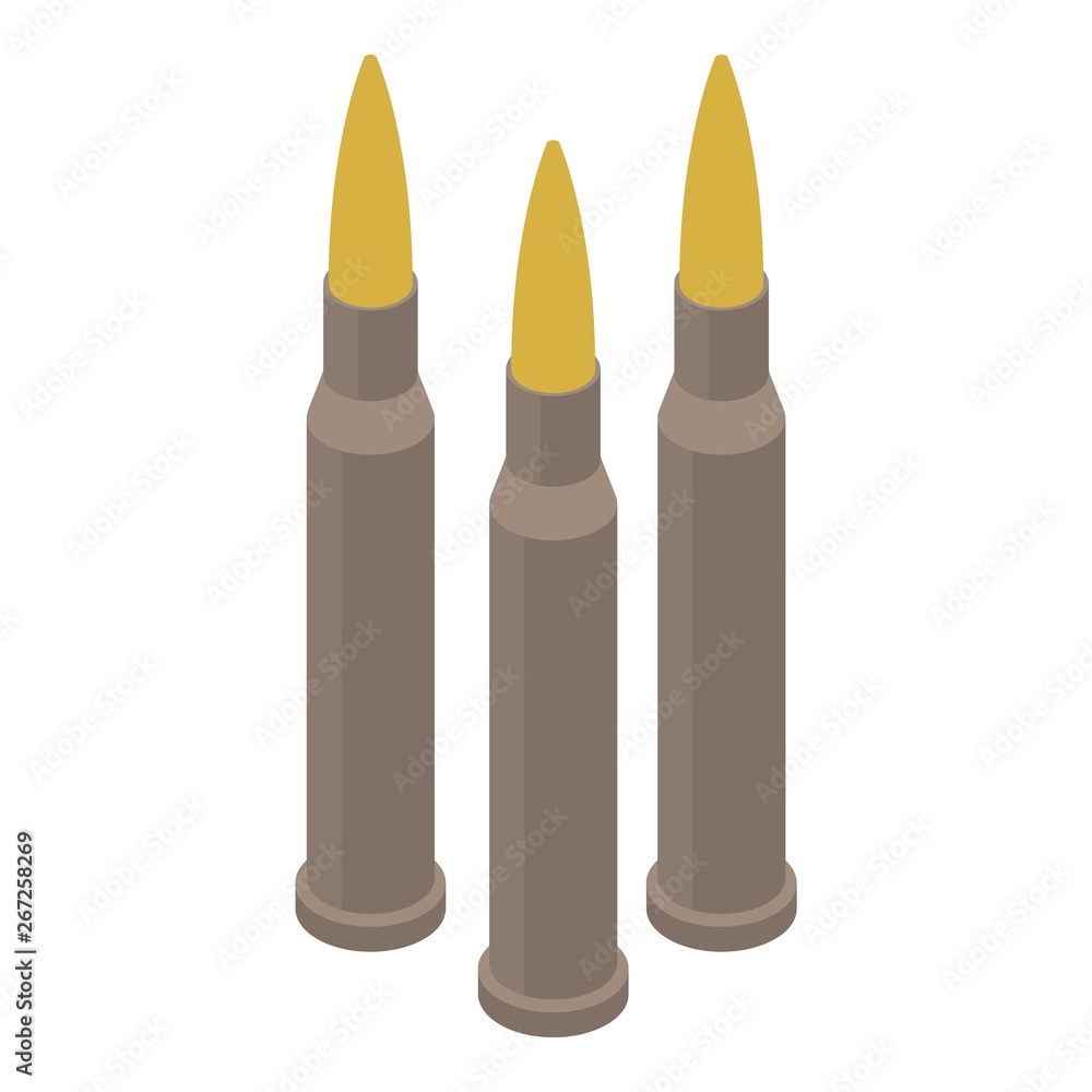 Rifle bullet icon. Isometric of rifle bullet vector icon for web design isolated on white background Rifle bullet icon. Isometric of rifle bullet vector icon for web design isolated on white background