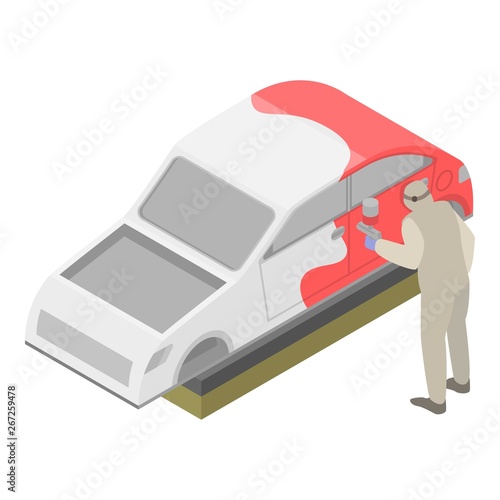 Man painted car icon. Isometric of man painted car vector icon for web design isolated on white background