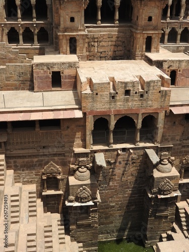 The famous Chand Baori Stepwell in the village of Abhaneri, Rajasthan, India. photo