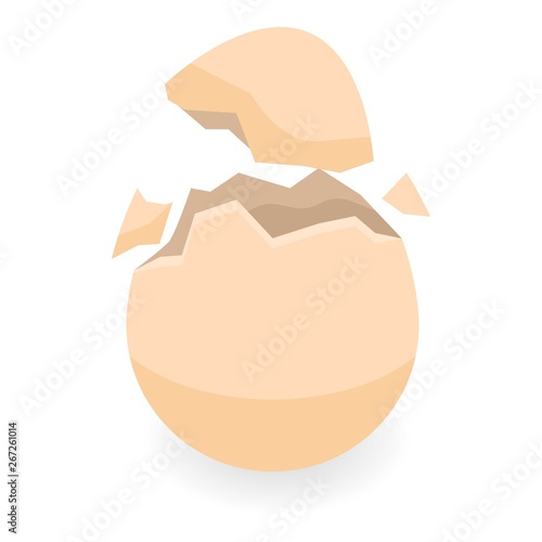 Broken eggshell icon. Isometric of broken eggshell vector icon for web design isolated on white background