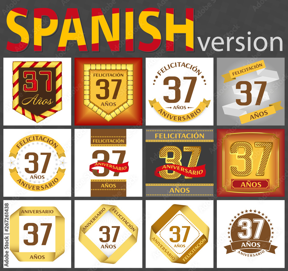 Spanish set of number 37 templates