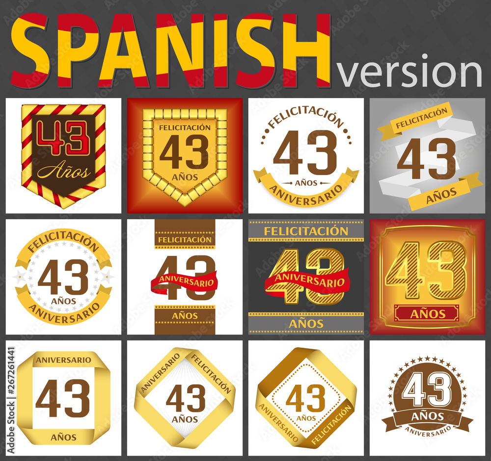 Spanish set of number 43 templates