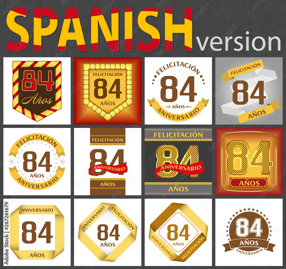 Spanish set of number 84 templates