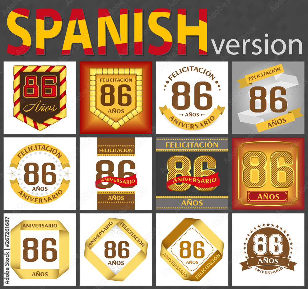 Spanish set of number 86 templates