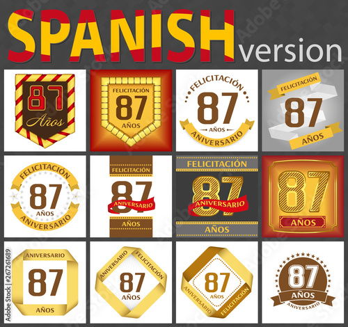 Spanish set of number 87 templates