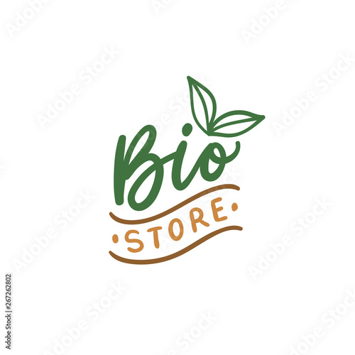Bio store logo. Ecology logo for packaging, banner, design, store.