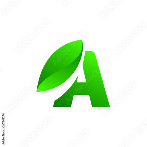 leaf font badge art gradient shadow numbers ampersand nature design letters green health beauty
