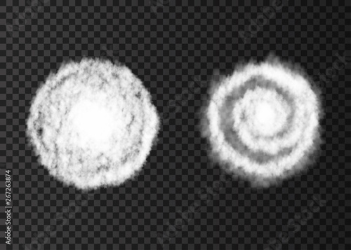 White smoke  spiral  track isolated on transparent background.