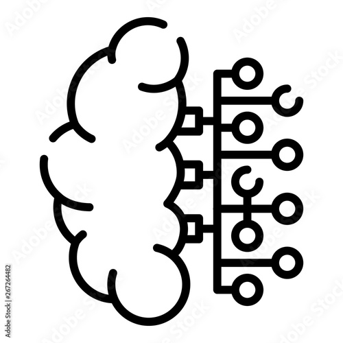Half ai brain icon. Outline half ai brain vector icon for web design isolated on white background
