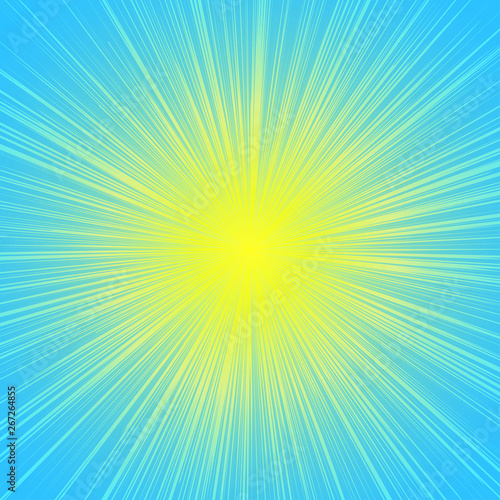 Sun Burst Blast Background Yellow on Blue